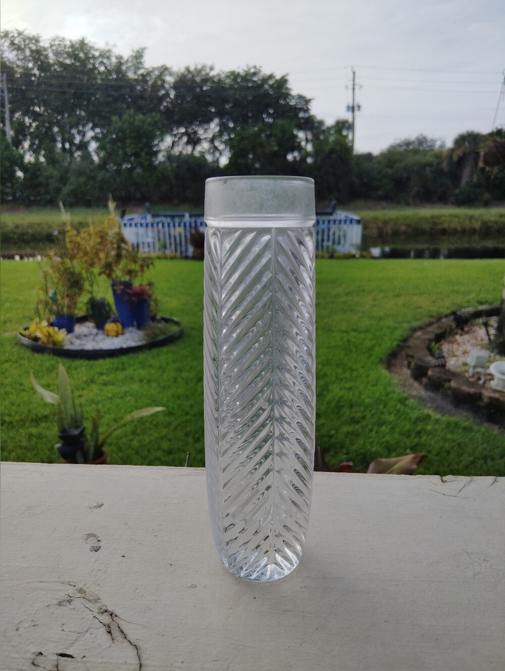Ralph Lauren Bud Vase Crystal Herringbone Signed